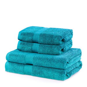 Tyrkysovomodré froté bavlnené uteráky a osušky v súprave 4 ks Marina – DecoKing
