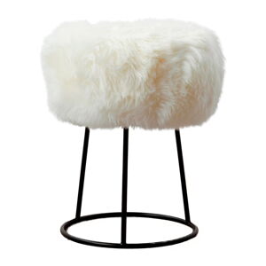 Stolička s bielym sedadlom z ovčej kožušiny Native Natural, ⌀ 36 cm