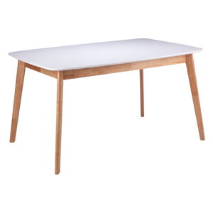 Biely jedálenský stôl s podnožím z kaučukovníkového dreva sømcasa Enma, dĺžka 140 cm
