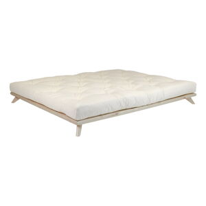 Dvojlôžková posteľ z borovicového dreva s matracom Karup Design Senza Comfort Mat Natural Clear/Natural, 140 × 200 cm