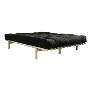 Dvojlôžková posteľ z borovicového dreva s matracom Karup Design Pace Comfort Mat Natural Clear/Black, 160 x 200 cm