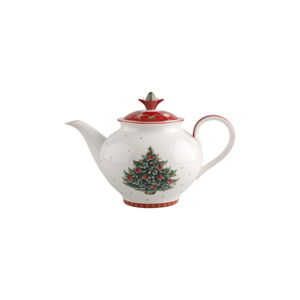 Červeno-biely porcelánový čajník s vianočným motívom Villeroy & Boch