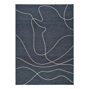 Tmavomodrý vonkajší koberec s prímesou bavlny Universal Doodle, 57 x 110 cm