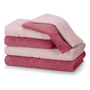Ružové froté bavlnené uteráky a osušky v súprave 6 ks Rubrum – AmeliaHome
