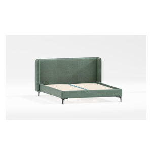 Zelená čalúnená dvojlôžková posteľ s roštom 200x200 cm Basti – Ropez