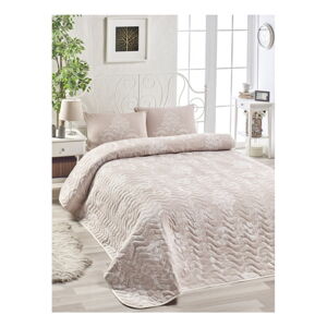 Set prehozu cez posteľ a 2 obliečok na vankúš s prímesou bavlny Mijolnir Kralice Pink, 200 x 220 cm