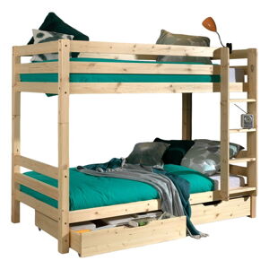 Poschodová detská posteľ z borovicového dreva s úložným priestorom v prírodnej farbe PINO – Vipack