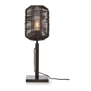 Čierna stolná lampa s ratanovým tienidlom (výška 45 cm) Tanami – Good&Mojo