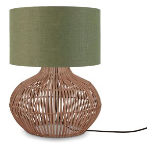 Stolová lampa s textilným tienidlom v zeleno-prírodnej farbe (výška 48 cm) Kalahari – Good&Mojo