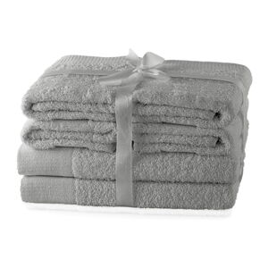 Sivé froté bavlnené uteráky a osušky v súprave 6 ks Amari – AmeliaHome