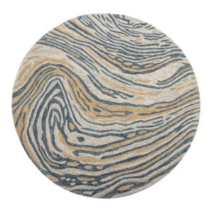 Modrý/hnedý vlnený okrúhly koberec ø 120 cm Tiger – Bloomingville