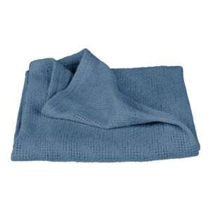 Modrá pletená detská deka z Bio bavlny 80x80 cm Seashells – Roba