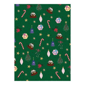 5 listov zeleného baliaceho papiera Eleanor Stuart Christmas Fun, 50 x 70 cm