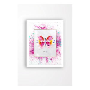 Nástenný obraz na plátne v bielom ráme Tablo Center Butterfly, 29 × 24 cm