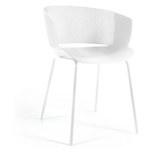 Biela kovová/plastová záhradná stolička Yeray – Kave Home