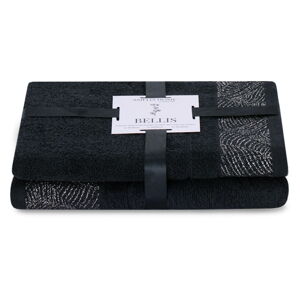 Čierne froté bavlnené uteráky a osušky v súprave 2 ks Bellis – AmeliaHome