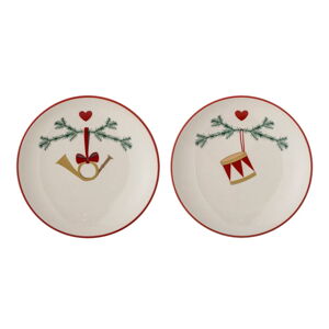 Biele dezertné kameninové taniere v súprave 2 ks s vianočným motívom ø 16 cm Yule – Bloomingville