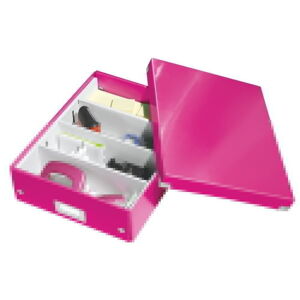 Ružový kartónový úložný box s vekom Click&Store - Leitz