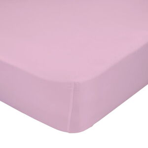 Ružová elastická plachta z čistej bavlny Happy Friday Basic, 90 x 200 cm