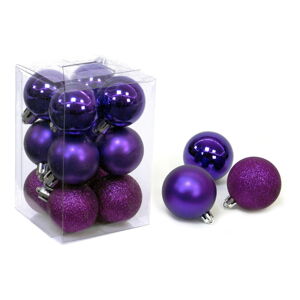 Súprava 12 fialových vianočných ozdôb Unimasa Navidad, ø 4 cm