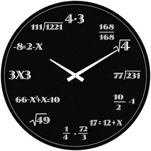 Čierne sklenené nástenné hodiny Postershop Mathematics, ø 30 cm