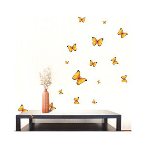 Sada 18 nástenných samolepiek Ambiance Yellow Butterflies Sticker
