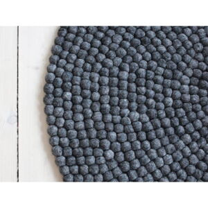 Antracitovosivý guľôčkový vlnený koberec Wooldot Ball Rugs, ⌀ 90 cm