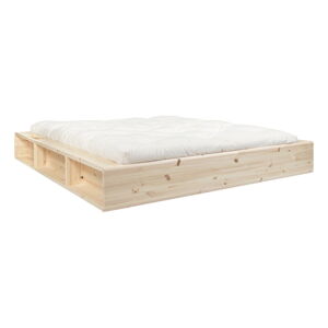 Dvojlôžková posteľ z masívneho dreva s úložným priestorom a futonom Double Latex Karup Design Ziggy, 180 x 200 cm