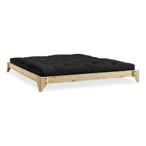 Dvojlôžková posteľ z borovicového dreva s matracom Karup Design Elan Comfort Mat Natural Clear/Black, 180 × 200 cm