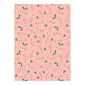 5 listov ružového baliaceho papiera eleanor Stuart Candy Canes, 50 x 70 cm