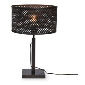 Čierna stolná lampa s bambusovým tienidlom (výška 38 cm) Java – Good&Mojo