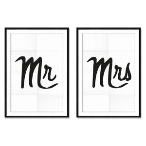 Sada 2 obrazov Really Nice Things Mr&Mrs, 40 × 60 cm