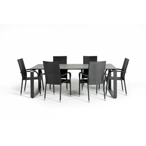 Záhradná jedálenská súprava pre 6 osôb s čiernou stoličkou Paris a stolom Strong, 100 x 210 cm