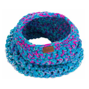 Modrý ručne háčkovaný kruhový šál DOKE Twister