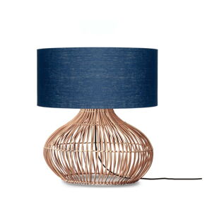 Stolová lampa s textilným tienidlom v tmavo modro-prírodnej farbe (výška 60 cm) Kalahari – Good&Mojo
