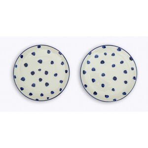 Súprava 2 keramických tanierov Madre Selva Blue Dots, 25 cm