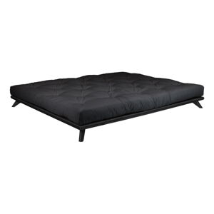 Dvojlôžková posteľ z borovicového dreva s matracom Karup Design Senza Comfort Mat Black/Black, 140 × 200 cm
