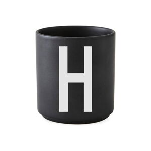 Čierny porcelánový hrnček Design Letters Alphabet H, 250 ml
