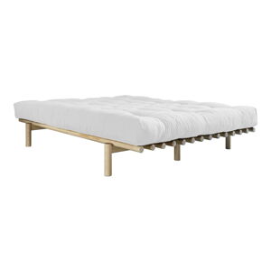 Dvojlôžková posteľ z borovicového dreva s matracom Karup Design Pace Comfort Mat Natural Clear/Natural, 160 × 200 cm