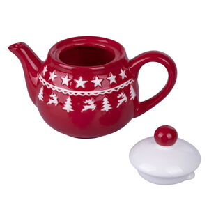 Červeno-biela vianočná keramická kanvica na čaj 520 ml Xmas - Villa d'Este