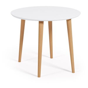 Biely okrúhly rozkladací jedálenský stôl s bielou doskou ø 90 cm Oqui – Kave Home