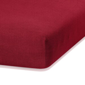 Tmavočervená elastická plachta s vysokým podielom bavlny AmeliaHome Ruby, 200 x 100-120 cm