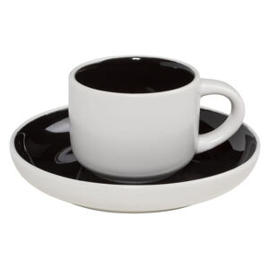 Čierno-biely porcelánový hrnček na espresso s tanierikom Maxwell & Williams Tint, 100 ml