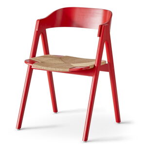 Červená jedálenská stolička z bukového dreva s ratanovým sedákom Findahl by Hammel Mette