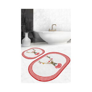 Červeno-biele textilné kúpeľňové predložky v sade 2 ks 60x100 cm - Mila Home