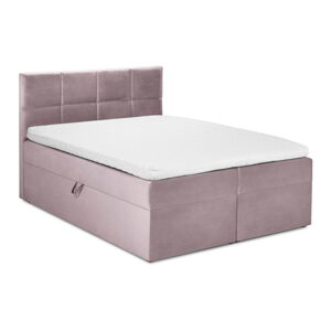 Ružová zamatová dvojlôžková posteľ Mazzini Beds Mimicry, 160 x 200 cm