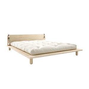 Dvojlôžková posteľ z masívneho dreva s čelom, lampičkami a matracom Comfort Karup Design Peek, 140 x 200 cm
